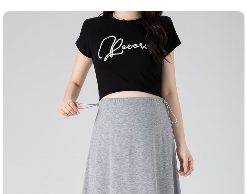 Maternity High Waist Plain Midi A-Line Skirt