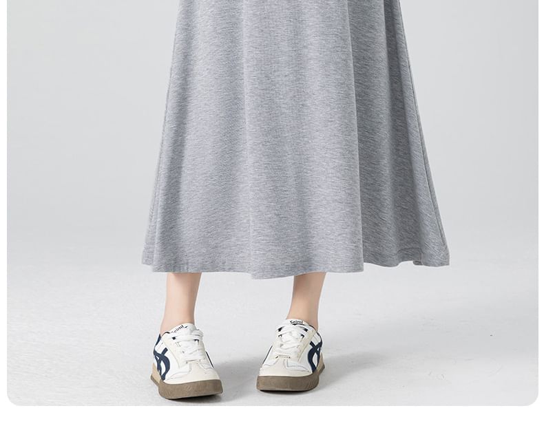 Maternity High Waist Plain Midi A-Line Skirt