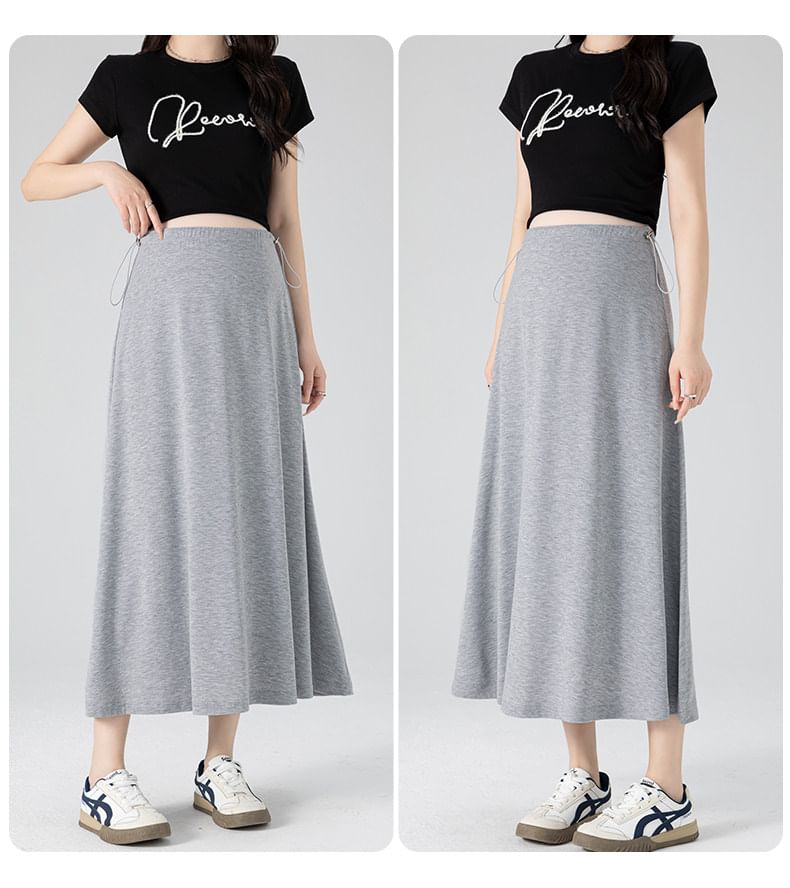 Maternity High Waist Plain Midi A-Line Skirt