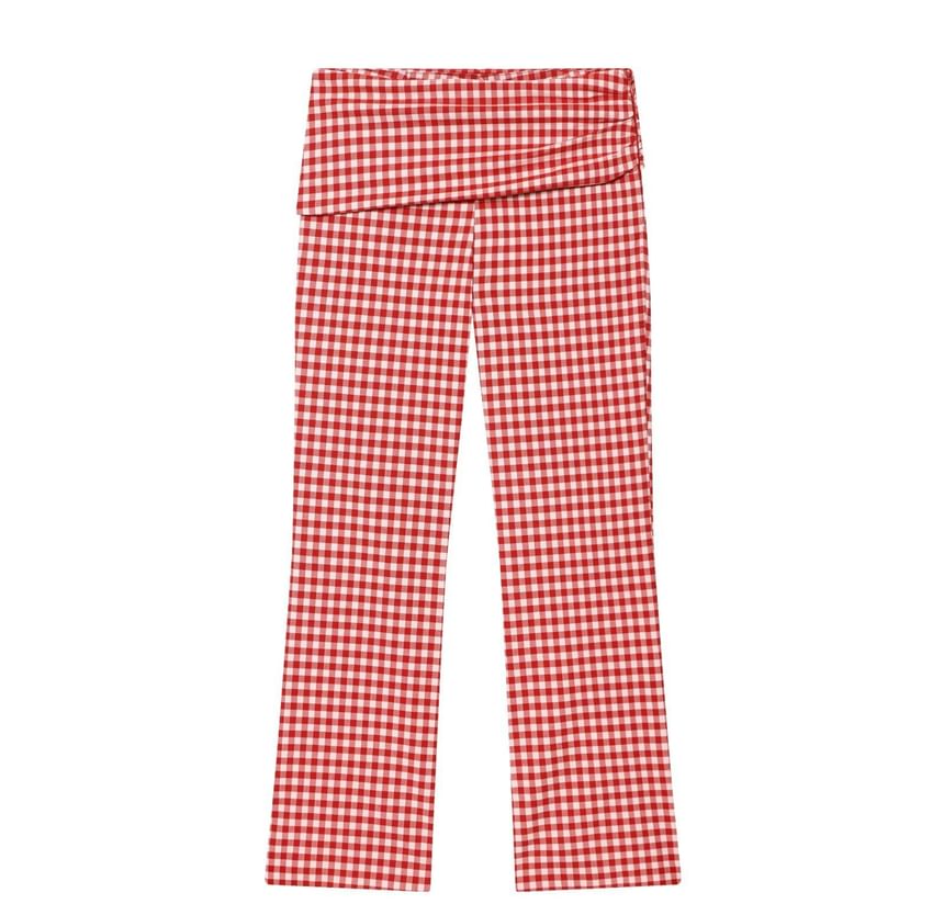 Mock Neck Gingham Slit Crop Tank and Ruched Straight Leg Capri Set