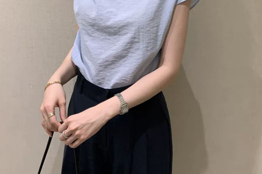Twisted V-Neck Cap-Sleeve Tee