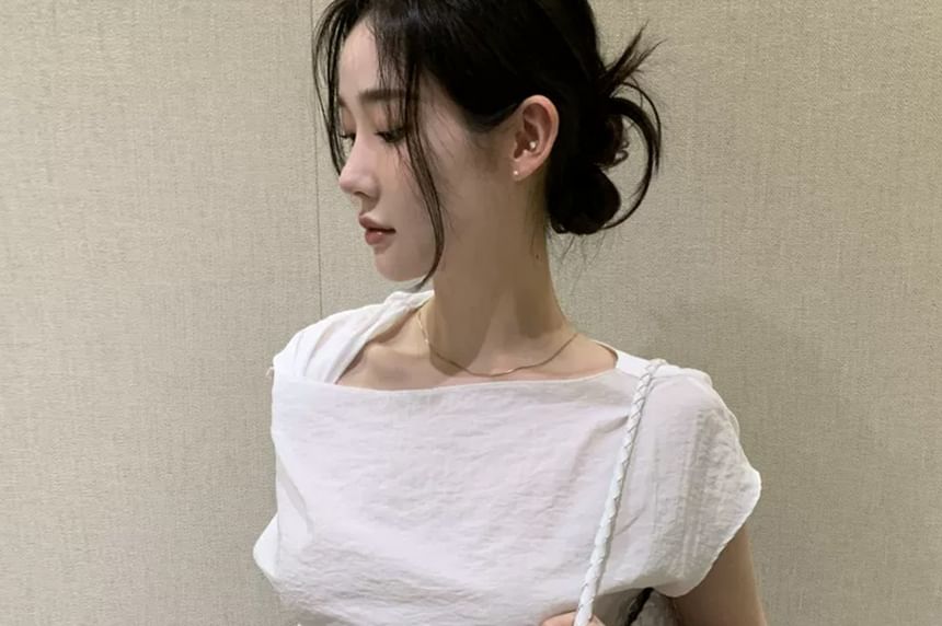 Twisted V-Neck Cap-Sleeve Tee