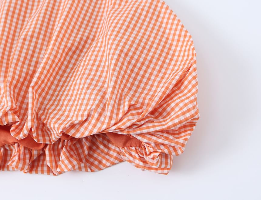 Gingham Plaid Halter Neck Crop Blouse