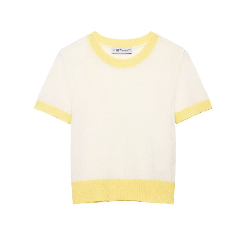 Two-Tone Crewneck Tee with Short Sleeves