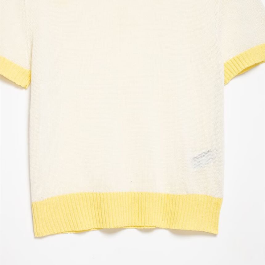 Two-Tone Crewneck Tee with Short Sleeves