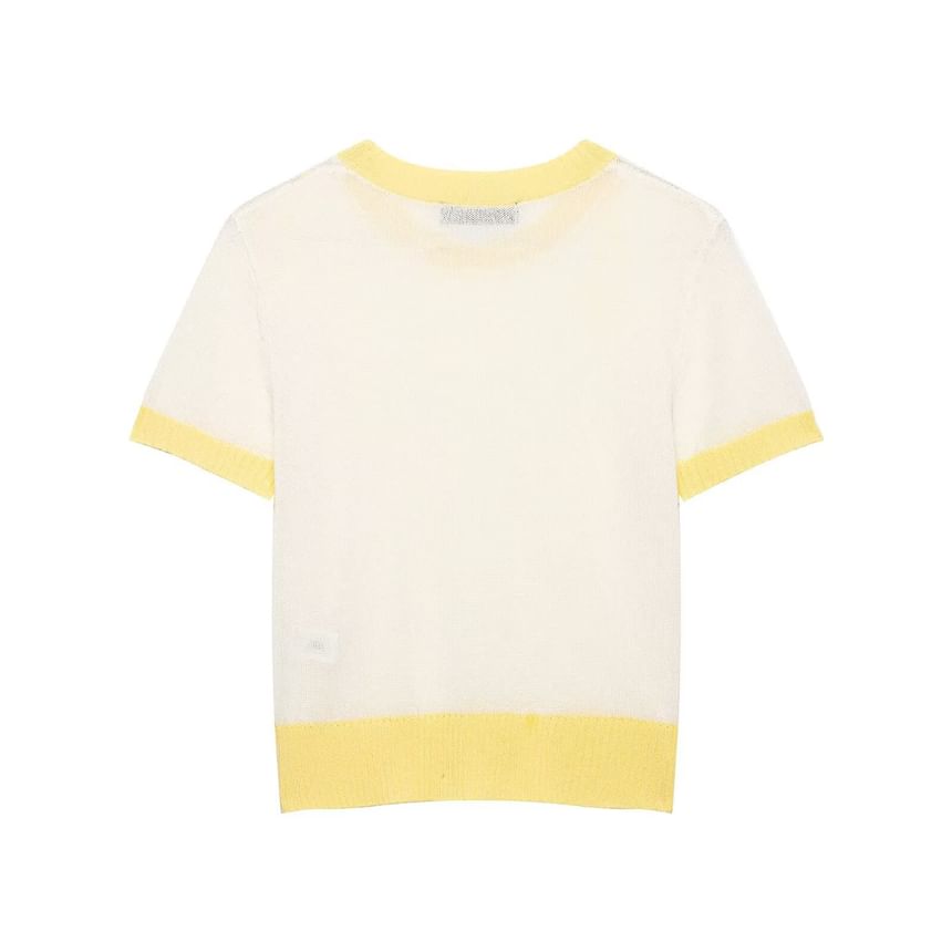 Two-Tone Crewneck Tee with Short Sleeves