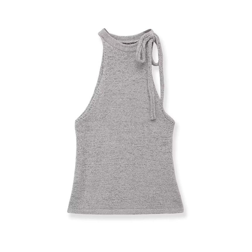 Plain Halter Neck Crop Knit Top