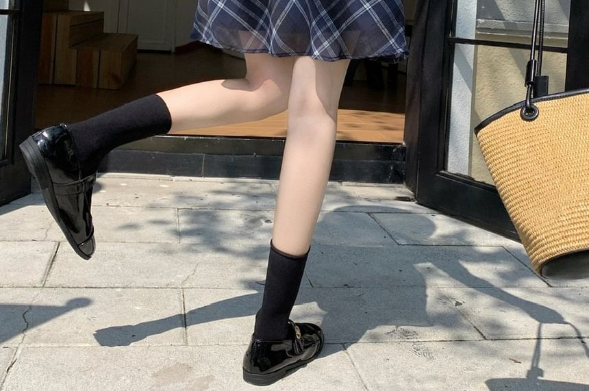 Mid Waist Plaid Sheer A-Line Skirt