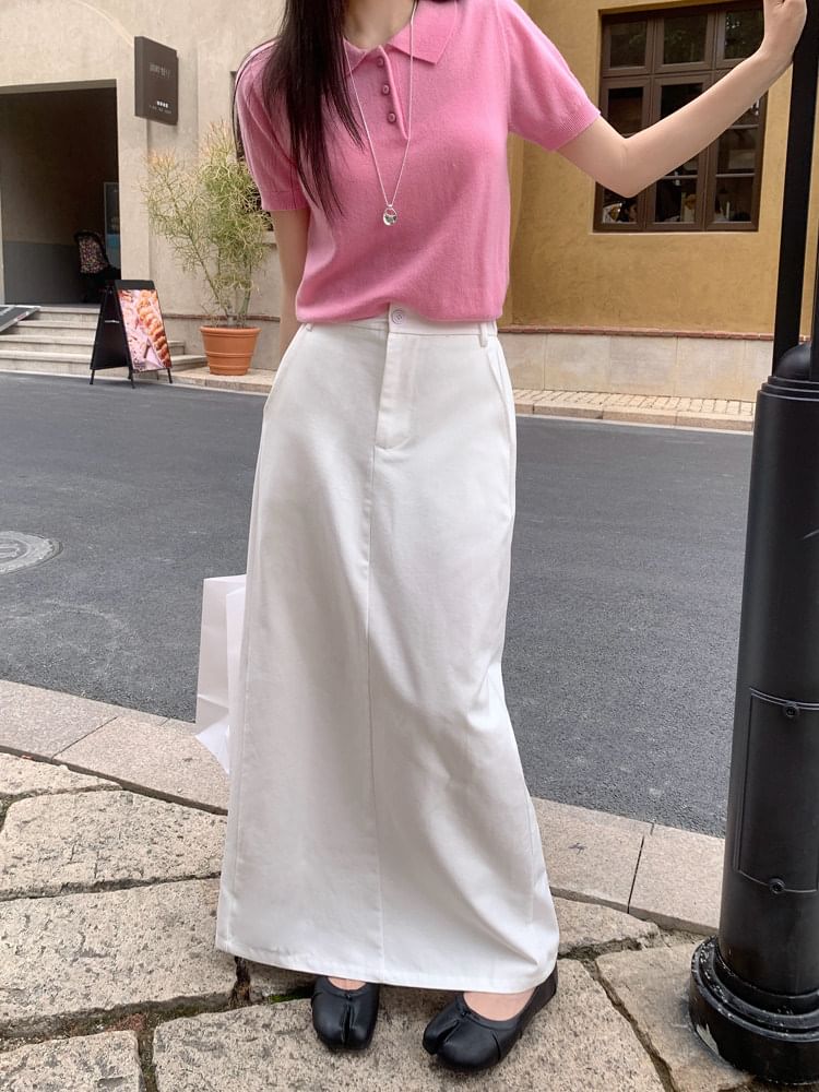 Mid Waist Plain Maxi Skirt