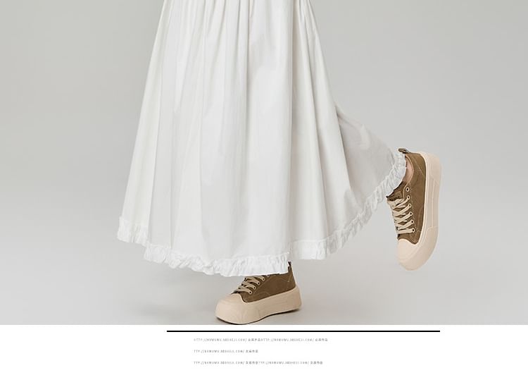 High Waist Ruffle Maxi A-Line Skirt