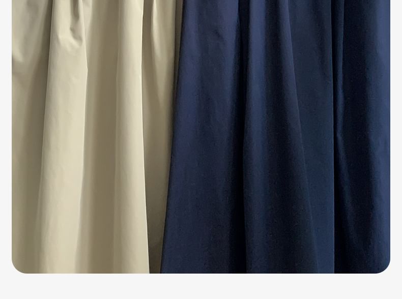 High Waist Plain Midi A-Line Skirt