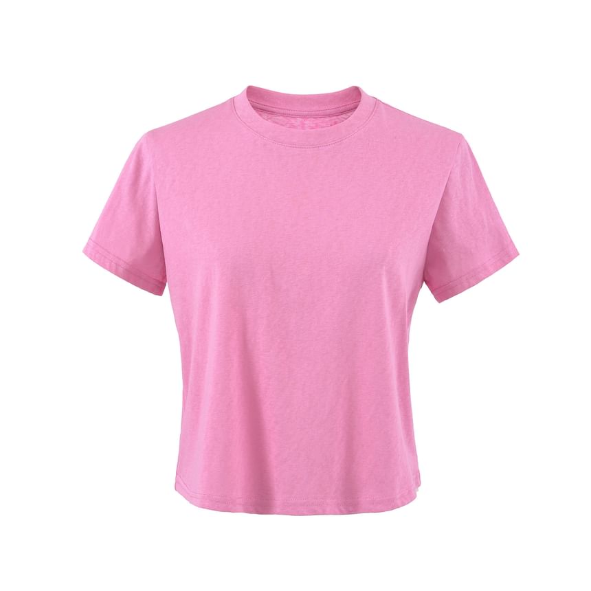Plain Crew Neck Short Sleeve T-Shirt