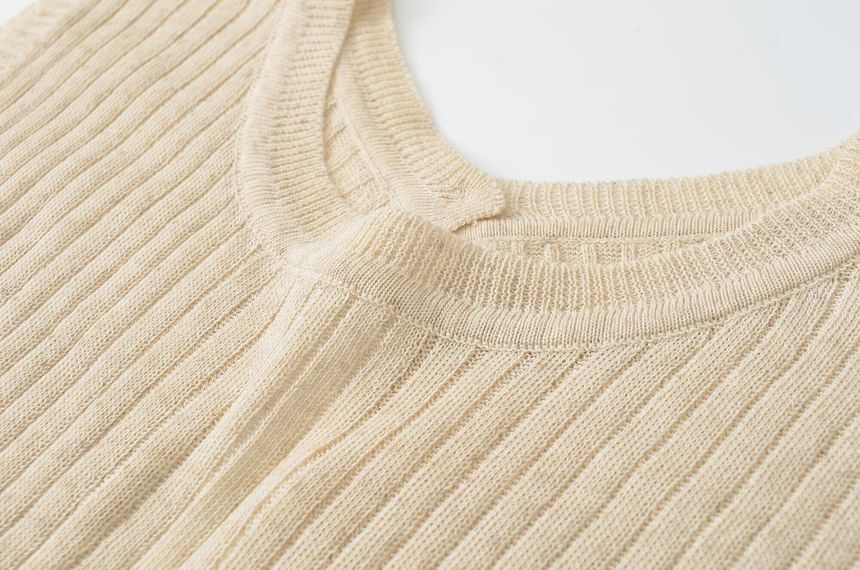 Round Neck Ribbed Knit Sleeveless Top