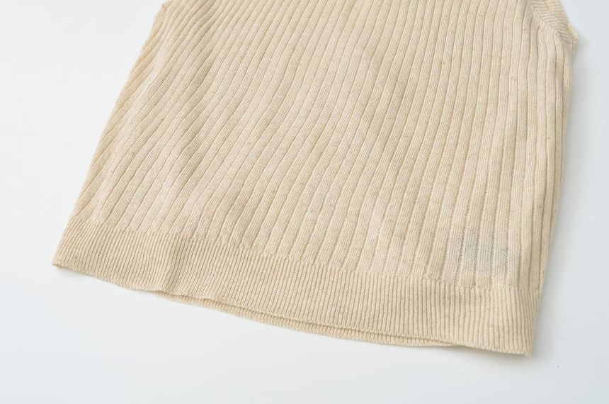 Round Neck Ribbed Knit Sleeveless Top