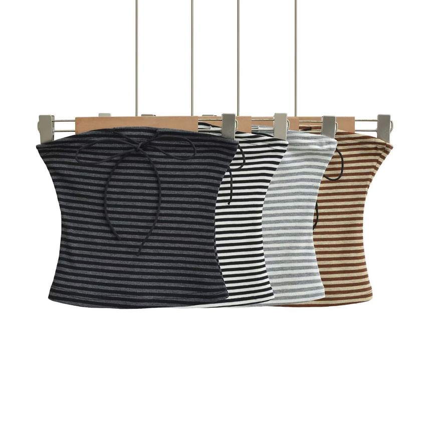 Striped Sleeveless Crop Tube Top