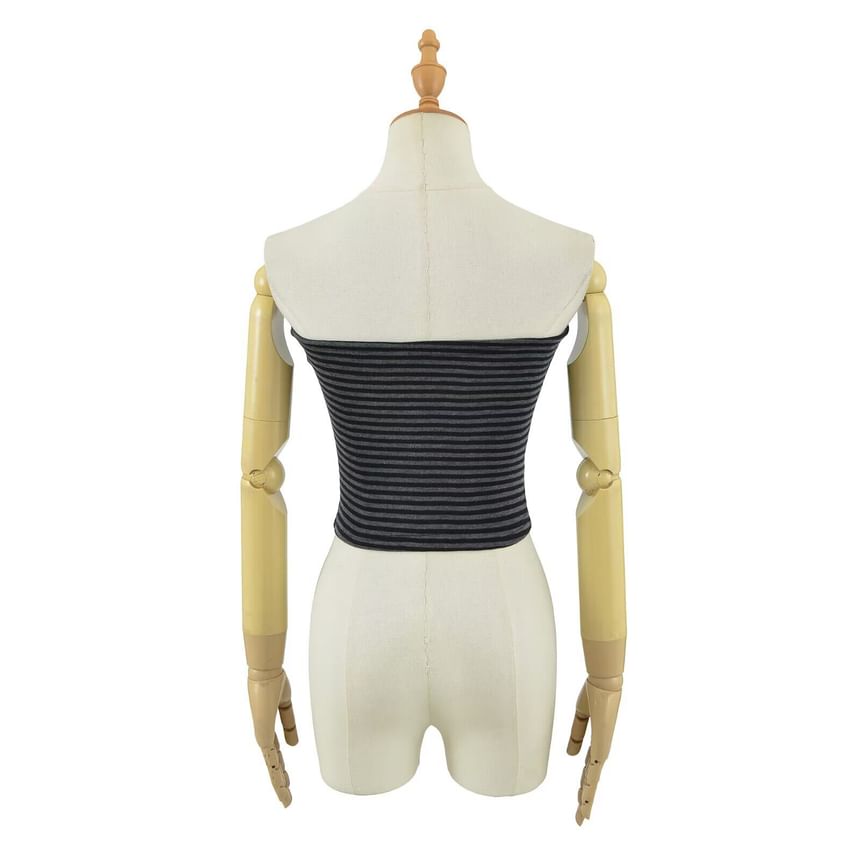 Striped Sleeveless Crop Tube Top