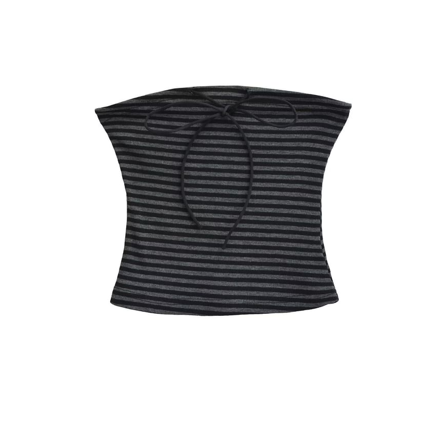 Striped Sleeveless Crop Tube Top