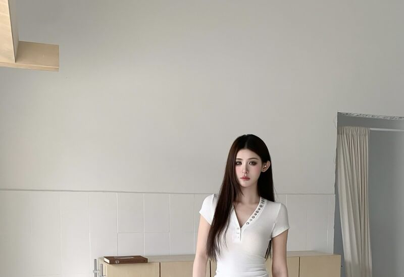 Mid Rise Plain Tie Front Slit Maxi A-Line Skirt
