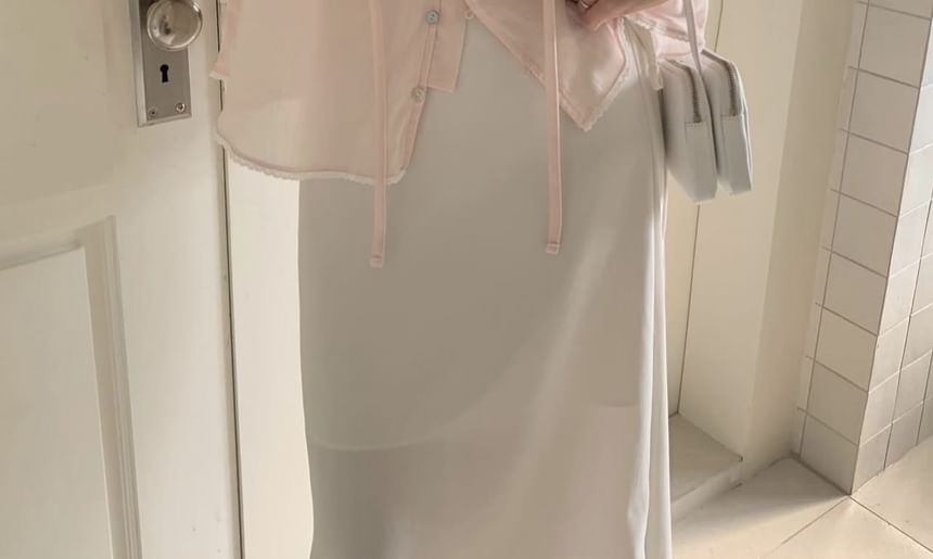Ruffled Button-Up Blouse with Long Sleeves