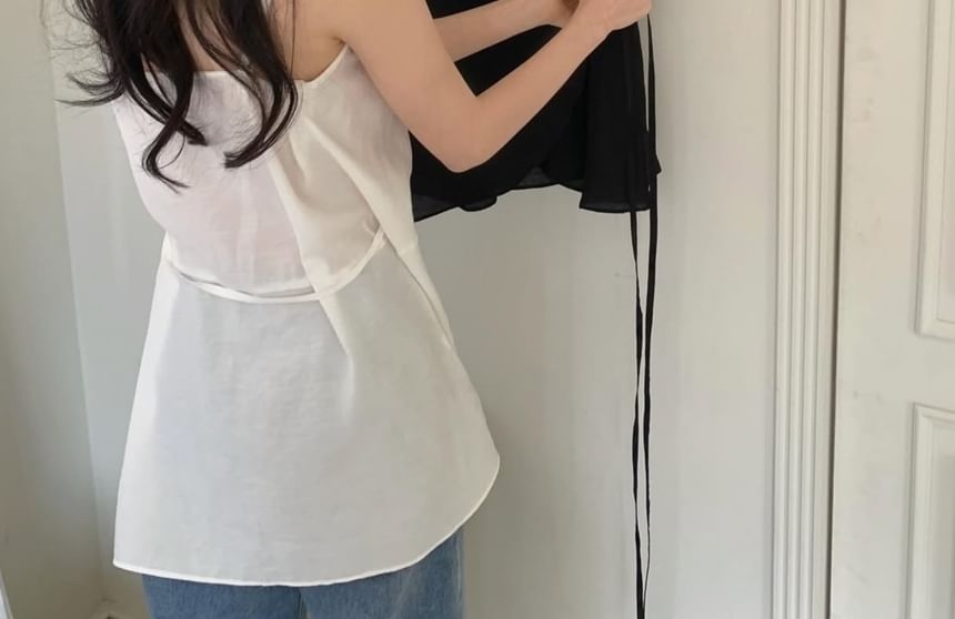 Asymmetrical Wrap Camisole Top with Sash Set