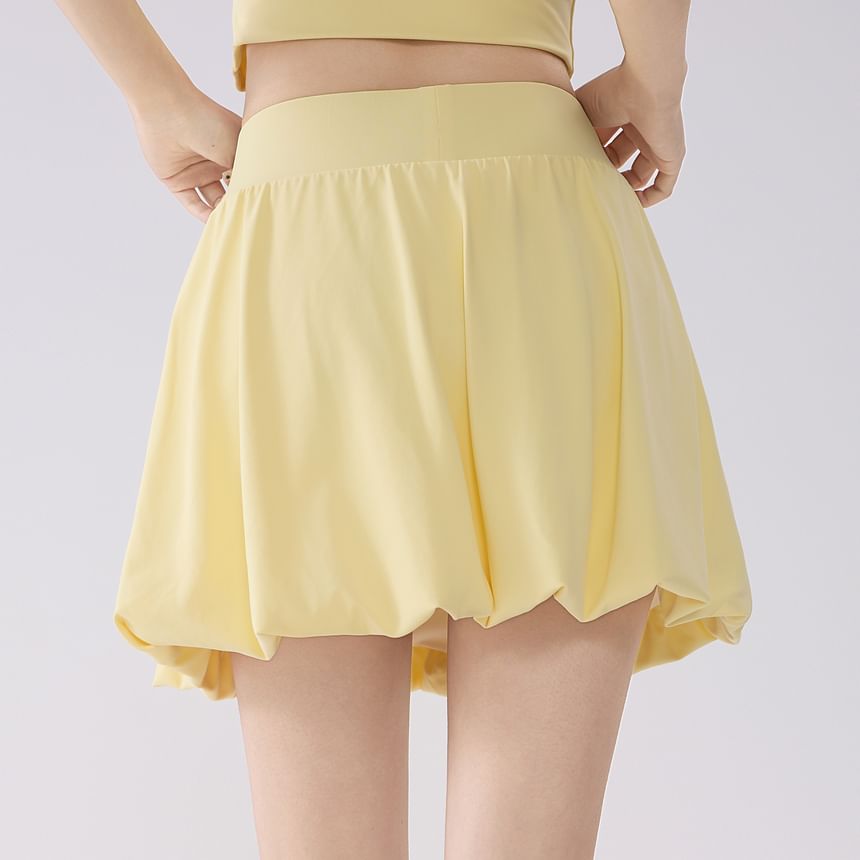 Mock Two-Piece Plain Sweat Skirt