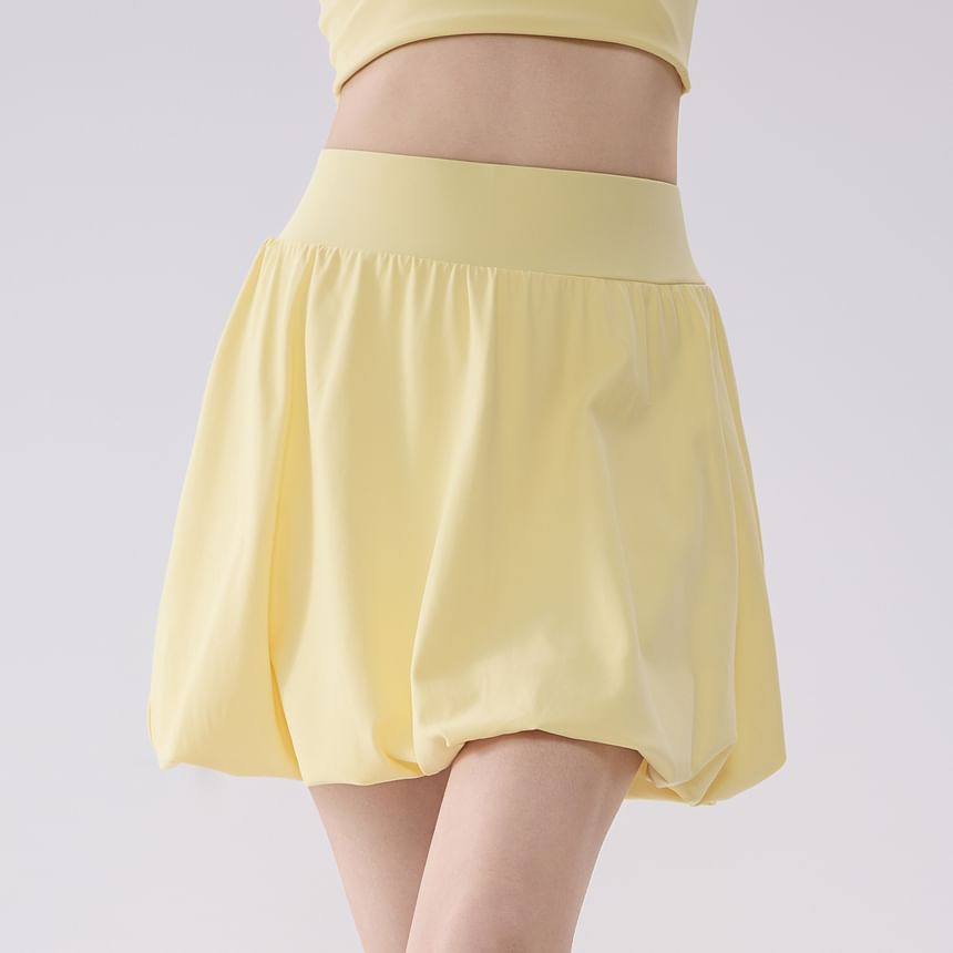 Mock Two-Piece Plain Sweat Skirt