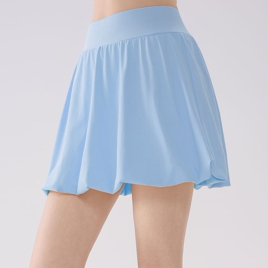 Mock Two-Piece Plain Sweat Skirt
