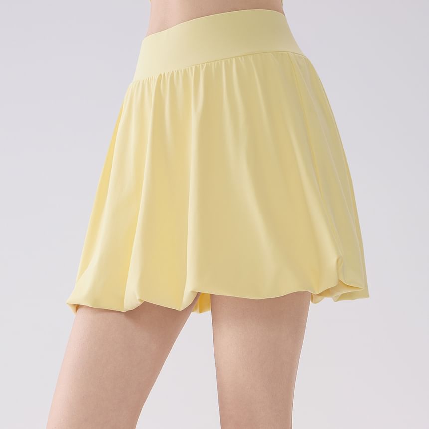 Mock Two-Piece Plain Sweat Skirt