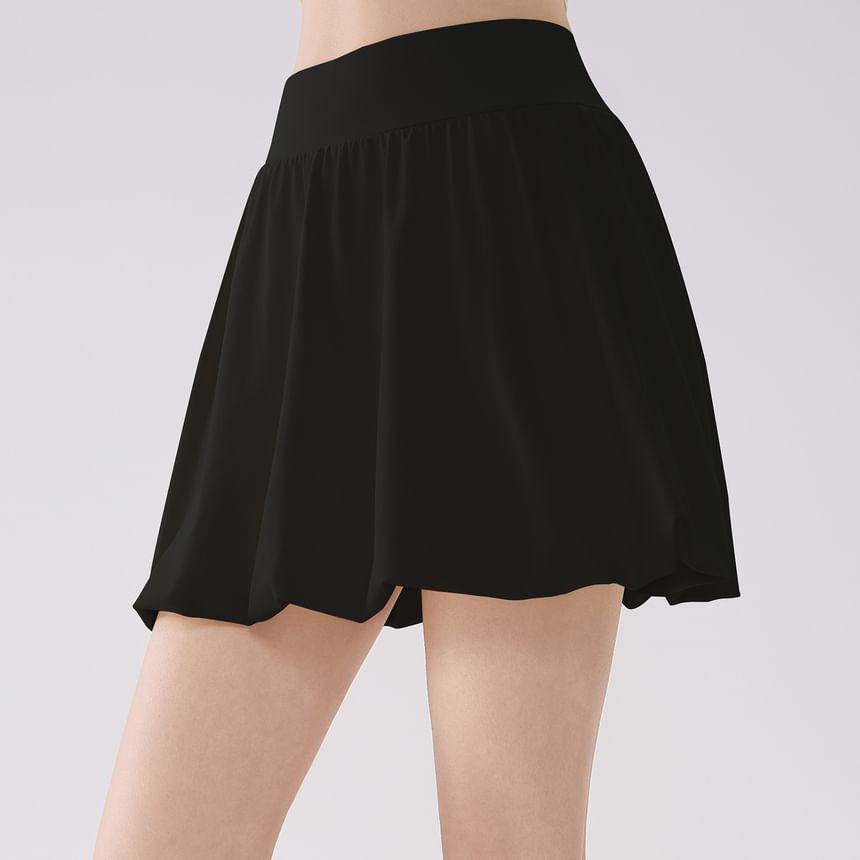 Mock Two-Piece Plain Sweat Skirt
