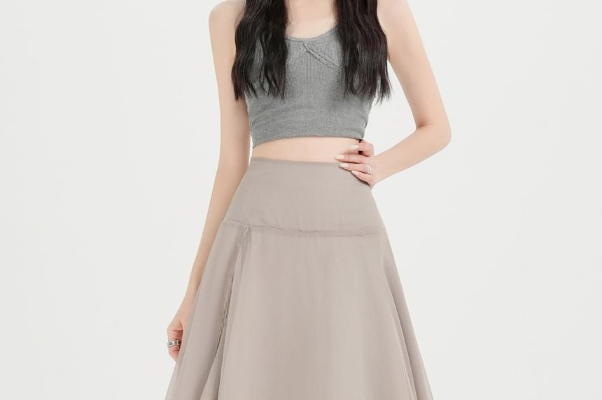 High Waist Asymmetrical Sheer A-Line Skirt