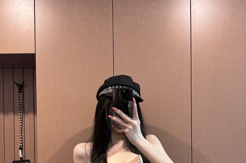 CZ Chained Halter Neck Crop Top