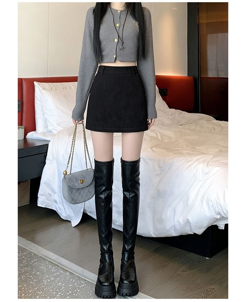 High Waist Plain Mini Pencil Skirt