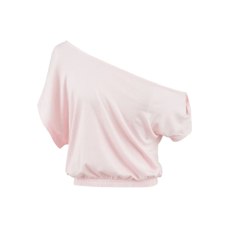 Off-Shoulder Crop T-Shirt with Short Sleeves