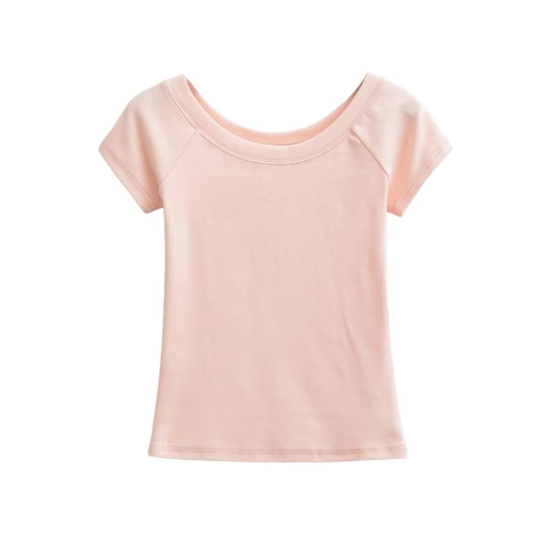 Off-Shoulder Slim Fit Crop T-Shirt