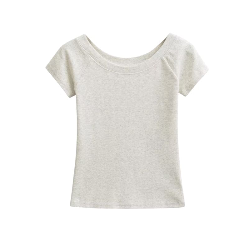 Off-Shoulder Slim Fit Crop T-Shirt