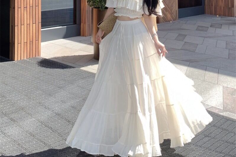 Off-Shoulder Tiered Ruffle Crop Top and High Waist Maxi Skirt Set