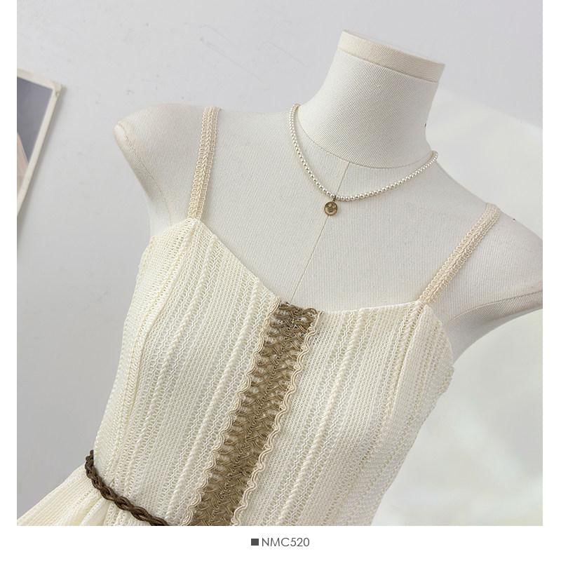 Spaghetti Strap V-Neck Lace Trim Asymmetrical Camisole Top