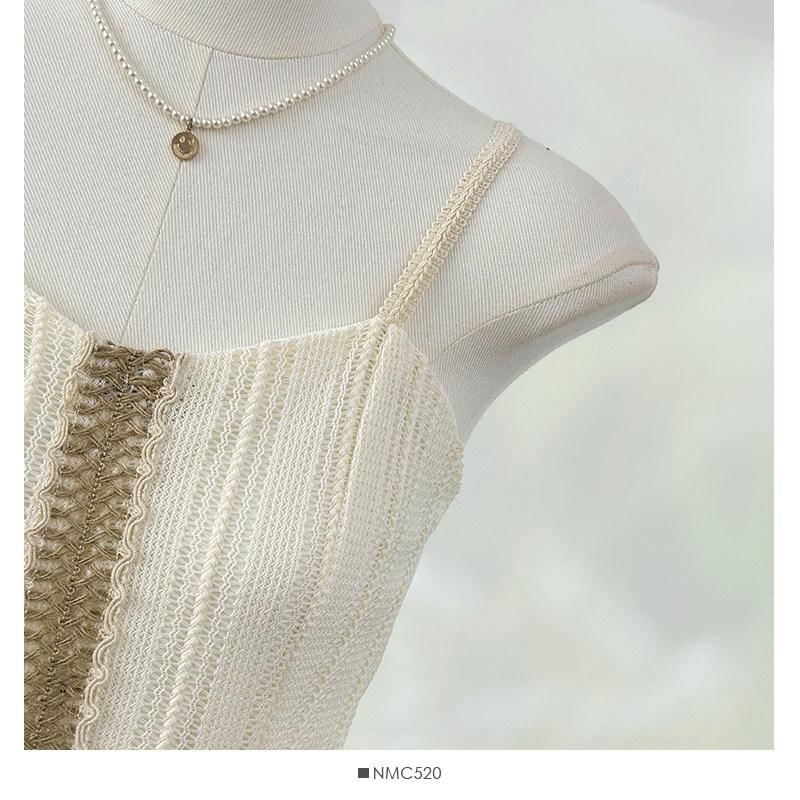 Spaghetti Strap V-Neck Lace Trim Asymmetrical Camisole Top