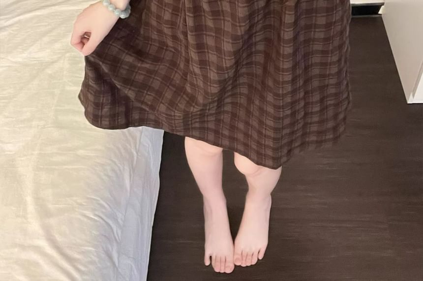 Plaid V-Neck Padded Nightdress and Camisole with Pants Set
