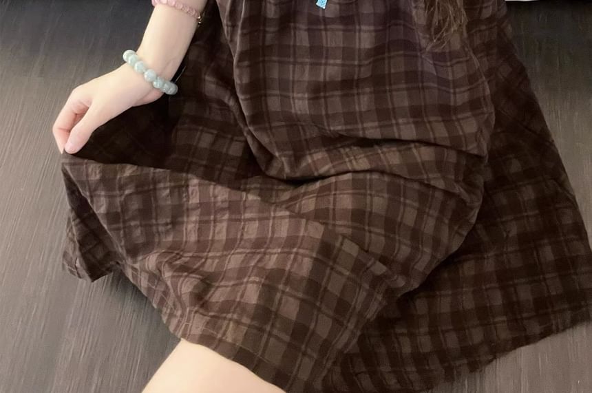 Plaid V-Neck Padded Nightdress and Camisole with Pants Set