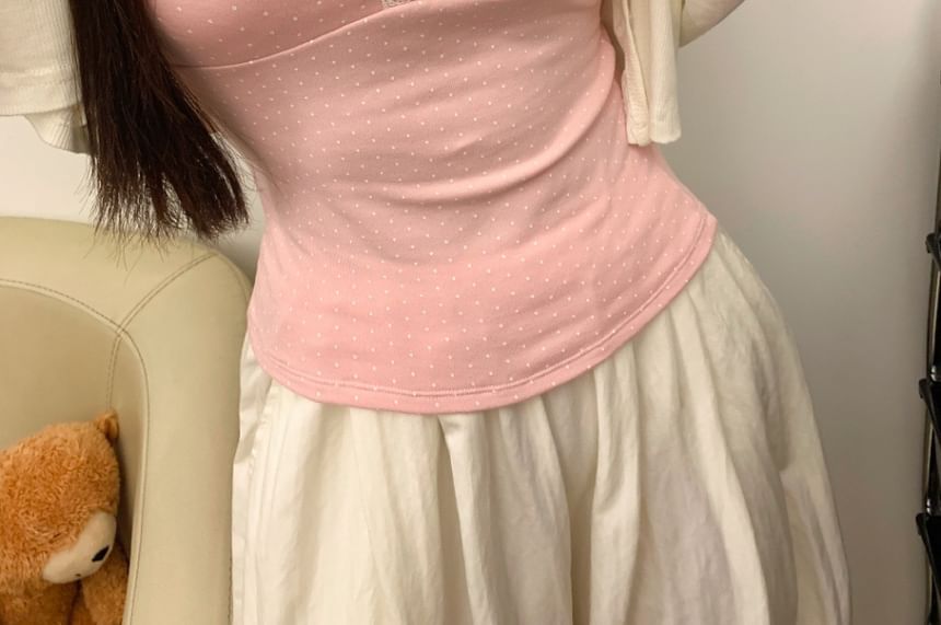 V-Neck Lace Trim Padded Crop Camisole Top