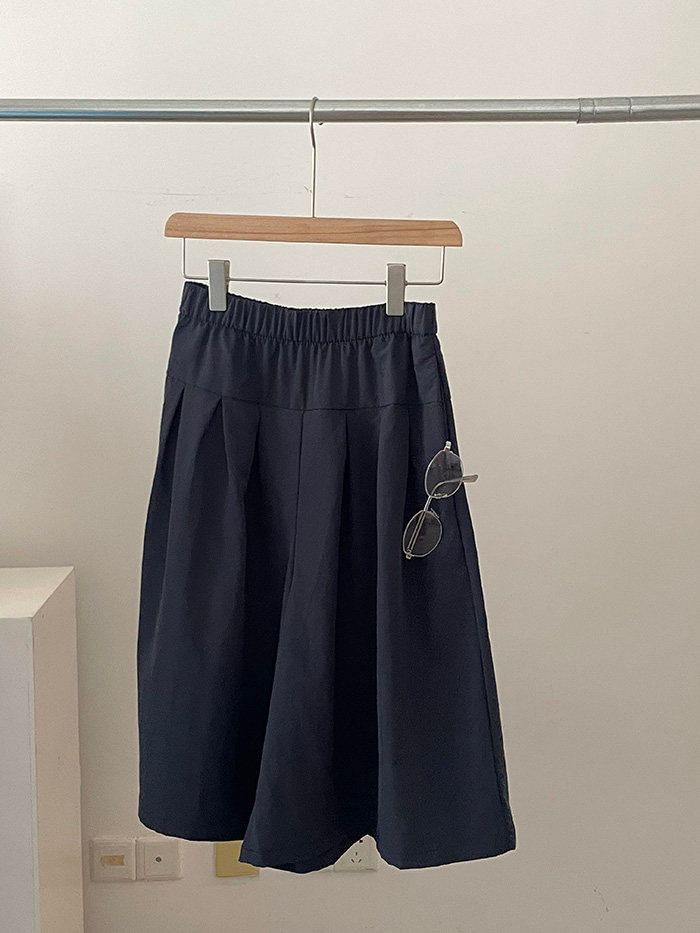 High Waist Plain Capri Wide Leg Pants / Lace Trim Mini Overlay Skirt