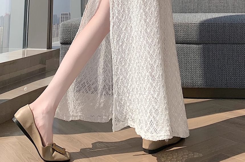High Waist Plain Slit Lace Maxi Mermaid Skirt