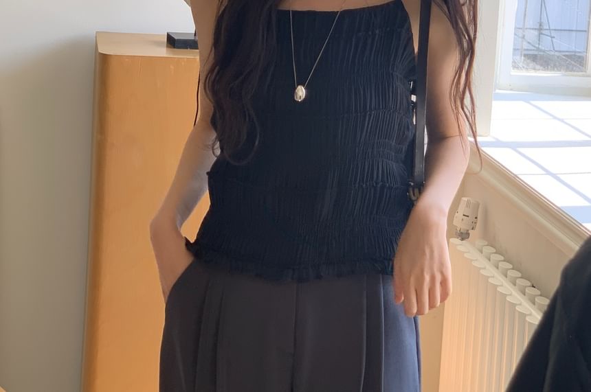 Textured Ruffled Hem Camisole Top