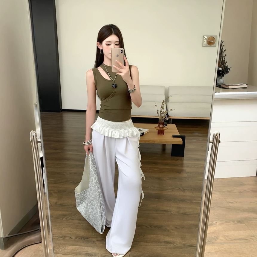 Asymmetric Cut-Out Slim-Fit Tank Top