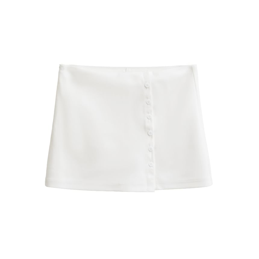 High Waist Button-Up Mini Pencil Skirt