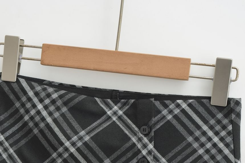 High Waist Button-Up Mini Pencil Skirt
