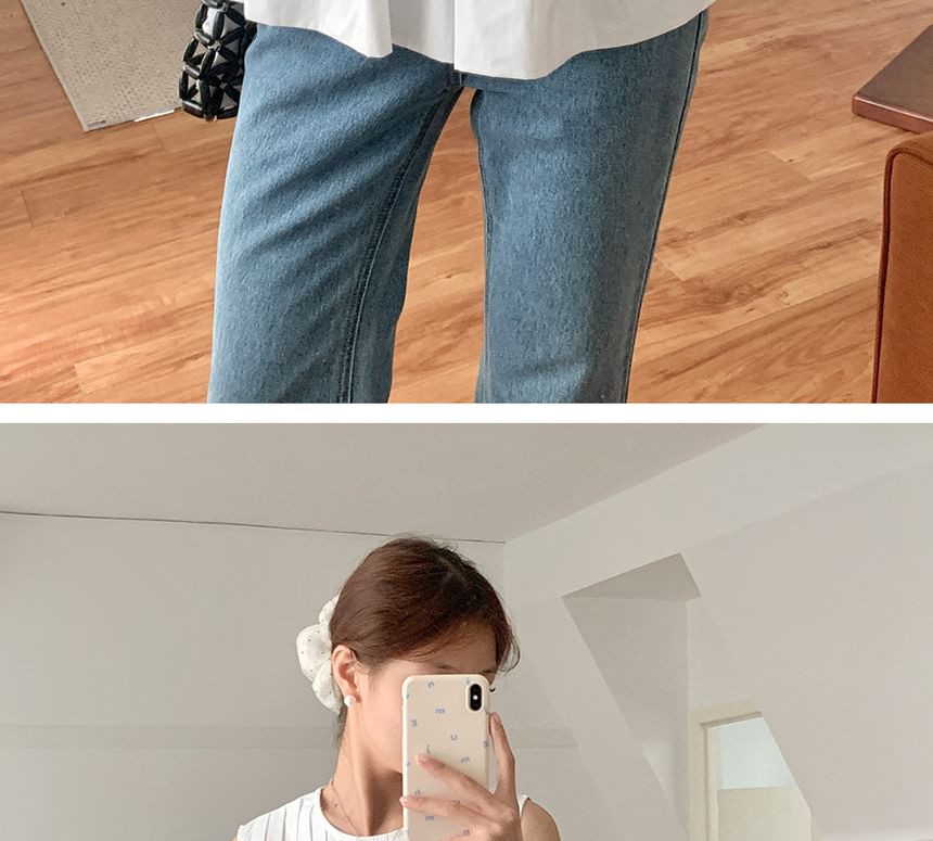 Sleeveless Crewneck Pleated Plain Flowy Blouse