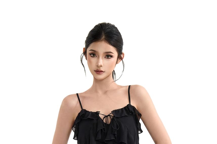 Ruffled Front Tie Camisole Top