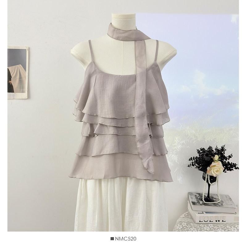Scoop Neck Ruffled Camisole Top